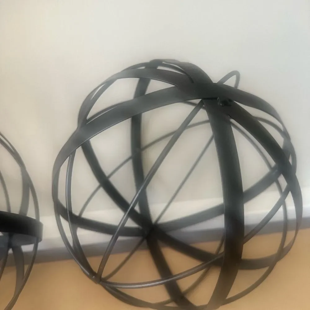 Decorative Round Black Metal accent Spheres 7” (2)